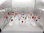 Mosaic Millefiori Cased Pint Glasses Handblown Red Black White Dots Set Of 6. Fixed Price $59.00.