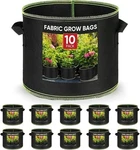 10-PACK 10-GALLON Grow Bags Heavy Duty Fabric Pots For Plants, Green Border. Fixed Price $24.99.