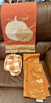 Fall Pumpkin Table Runner 72 & Kitchen Set Towels Mitts Harvest Decor. Fixed Price $21.83.