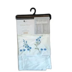 Home Petite Fleur Blue Floral Embroidered 3PC Tier Curtain Valance Set. Fixed Price $15.60.