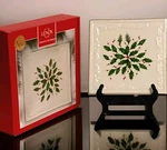 Lenox Holiday Carved Trivet Plate Holly Gold Christmas 6" Sqr Porcelain New. Fixed Price $37.00.