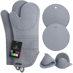 6PCS Oven Mitts And Pot Holders Sets For Kitchen, Extra Long Silicone Glove. Fixed Price $33.97.