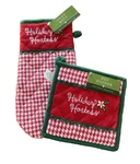 Kay Dee Designs/bb&b Christmas Red Herringbone Oven Mitt Pot Holder Set Retro. Fixed Price $12.95.