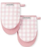 Kitchenaid Gingham Mini Oven Mitt 2-PACK Set, Dried Rose, 5.5"X8". Fixed Price $29.95.