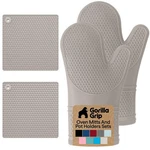 Gorilla Grip Bpa-free Soft Silicone 12.5" Oven Mitts + 7" Trivets, Almond. Fixed Price $44.99.