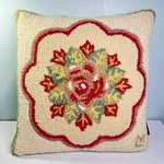 Laura Megroz Wool Latch Hook Pillow Vintage Rose 18X18 Chandler Four Corners. Fixed Price $88.00.