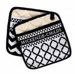 Mackenzie Childs "zig Zag 9" Potholders Black & White Set New * Free Shipping. Fixed Price $40.00.