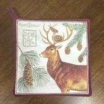 Alice's Cottage Deer & Pinecone Cotton Square Multicolor Pot Holder. Fixed Price $5.00.