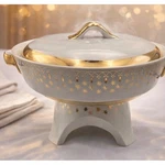 Hall China Flare Ware Covered Casserole Dish Lid Trivet Starburst Gold Mcm 1950S. Fixed Price $29.98.