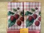 Set Of 2 Kitchen Tea Towels, Pink Check Plaid Raspberry Design, Cotton. Fixed Price $12.00.