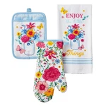 Pioneer Woman Flowering Frontier Kitchen Towel Oven Mitt Pot Holder Set 3-PC New. Fixed Price $22.99.