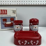 Vtg 90S Saturday Knight Ltd Santa Bathroom Set 3PC Soap Dish Tumbler Holder Usa. Fixed Price $24.99.