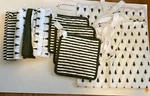 Heirloomed Set Of 4 Kitchen Towels 3 Hot Pads 1 Apron Hunter Green Trees Stripes. Fixed Price $34.99.