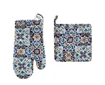 Vera Bradley Pot Holder & Oven Mitt Set In Cotton Lisbon Medallion Cool. Fixed Price $19.99.