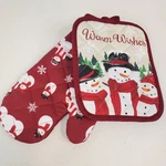 St. Nicholas Square Warm Wishes Snowman Cloth Oven Mitt And Potholder Set Nwot. Fixed Price $14.16.