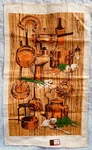 Stevens Linen Tag Vtg Kitchen Copper Pots Tea Towel Made Usa 28X16. Fixed Price $15.00.