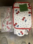 Kate Spade 1 Pot Holders, 2 Dish Towels, Oven Mitt, Spoon Rest -cherry Print. Fixed Price $24.99.