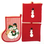 Crate & Barrel Potholder Snowman Kitchen Oven Mitt 3PC Lot Red Winter Christmas. Fixed Price $11.66.