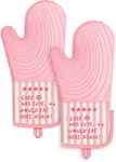 Slohif Long Silicone Oven Mitts Heat Resistant For Women - 2 Pcs Pink Red. Fixed Price $26.62.