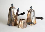 Antique Silverplate Cafe Au Lait Set Scottish Thistle Engraved Design. Fixed Price $56.21.
