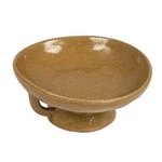 Creative Co-op Stoneware Footed Pedestal/bowl With Handles, Reactive Glaze, Taup. Fixed Price $39.20.