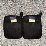 New Home Collection Set Of 2 Black Neoprene Pot Holders Mitts. Fixed Price $15.99.