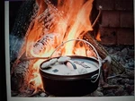 Cast Iron Oven W/lid Nib 4QT Camp Footed Crucible Cookware. Fixed Price $36.55.