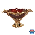 79 Polystone Leaf Decorative Bowl - 19"X11" Gold Amber Marble Finish. Fixed Price $104.99.