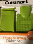 New Cuisinart 6-PIECE Silicone Kitchen Set Green Color. Fixed Price $25.00.