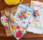Pioneer Woman Flowering Frontier Kitchen Towel Oven Mitt Pot Holder Set 3-PC New. Fixed Price $13.99.
