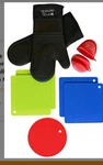Xenos Elements Silicone Oven Mitts And Pot Holders Set Item Heavy Duty 1229. Fixed Price $19.00.