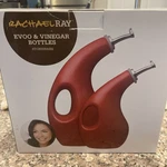 Rachael Ray Serveware Evoo & Vinegar Stoneware Bottle Set Red 53253. Fixed Price $27.00.