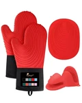 Tayfeim Silicone Oven Mitts 5PCS, Upgraded Pot Holders Set Heat Resistant Red. Fixed Price $22.31.