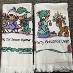 Precious Moments Christmas Kitchen Towel Set Leshner Mills Cotton New 1990. Fixed Price $19.99.