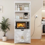 3-TIER Microwave With Charging Station, Freestanding Farmhouse Kitchen Rac. Fixed Price $272.99.