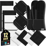 Oven Mitts Kitchen Towels And Dishcloths With Pot Holders Sets, Gloves Hot. Fixed Price $41.23.