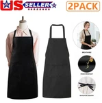 2 Pack Cooking Kitchen Aprons Work With Pockets For Women Black Chef. Fixed Price $11.98.