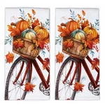Set Of 2 Harvest Pumpkin Fall Bicycle Terry Kitchen Towels By Kay Dee Designs. Fixed Price $15.97.