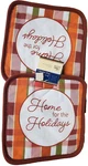 Set Of 2 Same Kitchen Pot Holders (7"X7") Fall,home For The Holidays On Plaid,gr. Fixed Price $8.99.