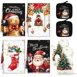 8 Pcs Christmas Kitchen Towel Pot Holders And Oven Mitts Set Gingerbread Sant.... Fixed Price $22.19.