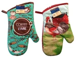 Home Collection Set 2 Oven Mitts Gloves Cotton Polyester 13X7IN Rooster Coffe. Fixed Price $10.00.
