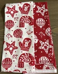New Robert Stanley Red White Ornament Set Of Kitchen Towels 18" X28". Fixed Price $14.45.