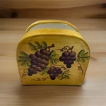 Napkin Holder By Casa Vero Ceramic Hand Painted, Tuscany Grape Design. Fixed Price $13.95.