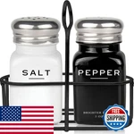 Farmhouse Salt And Pepper Shakers Set Holder By Brighter Barns - Modern Kitchen. Fixed Price $31.18.