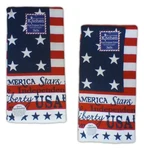 Set Of 2 Patriotic American Flag Terry Kitchen Towels By Kay Dee Designs. Fixed Price $18.95.
