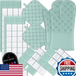 Oven Mitts Pot Holders 12PC Set With Dish Towels & Cloths - Heat Resistant. Fixed Price $53.44.