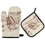 American Wild Western Desert Cowboy Oven Mitts And Pot Holders Kitchen G.... Fixed Price $22.72.