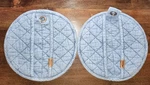 Distressed Denim 9" Round Oven Mitts Kaf Home Ayesha. Fixed Price $12.00.