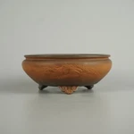 Tokoname Bonsai Pot Bigei 12.4CM Round Unglazed Phoenix Carved Japan. Fixed Price $333.00.