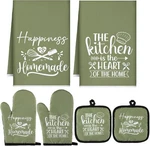 Sratte 6 Pcs Farmhouse Kitchen Towels Pot Holders Oven Mitts Set 2 Dish (green). Fixed Price $39.04.